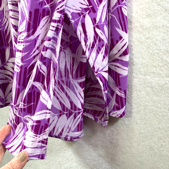 Catherines Womens Button Up Tunic Blouse‎ Sz 2X Purple Tropical Beachy Travel - Picture 4 of 13
